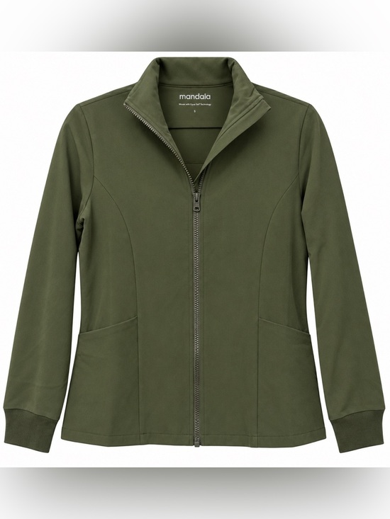 Mandala Jackets & Blazers - Mandala| Equa-Tek Olive Green Scrub Jacket Full Zip Medical Workwear S